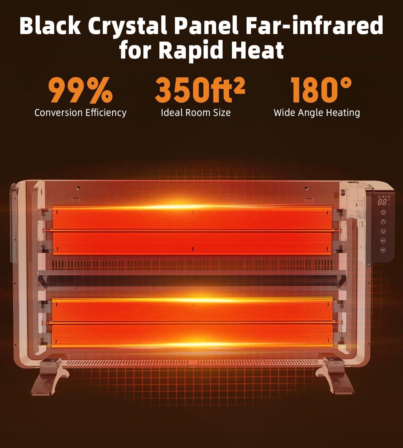 Cozy Up with our 1500W Infrared Space Heater: Safe, silent & Smart!