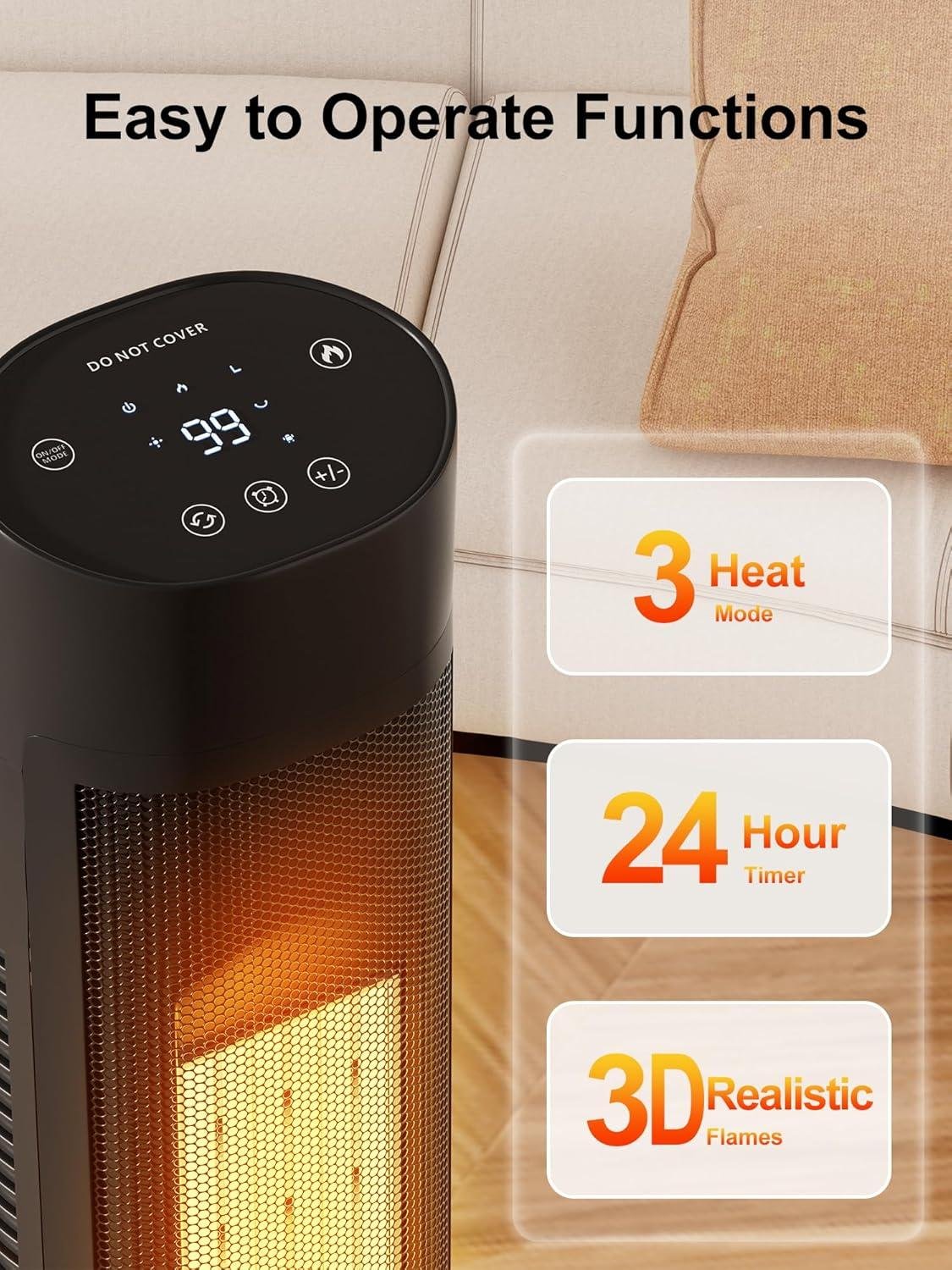 Stay Cozy Together: Our 32” Space Heater with 3D Flames!