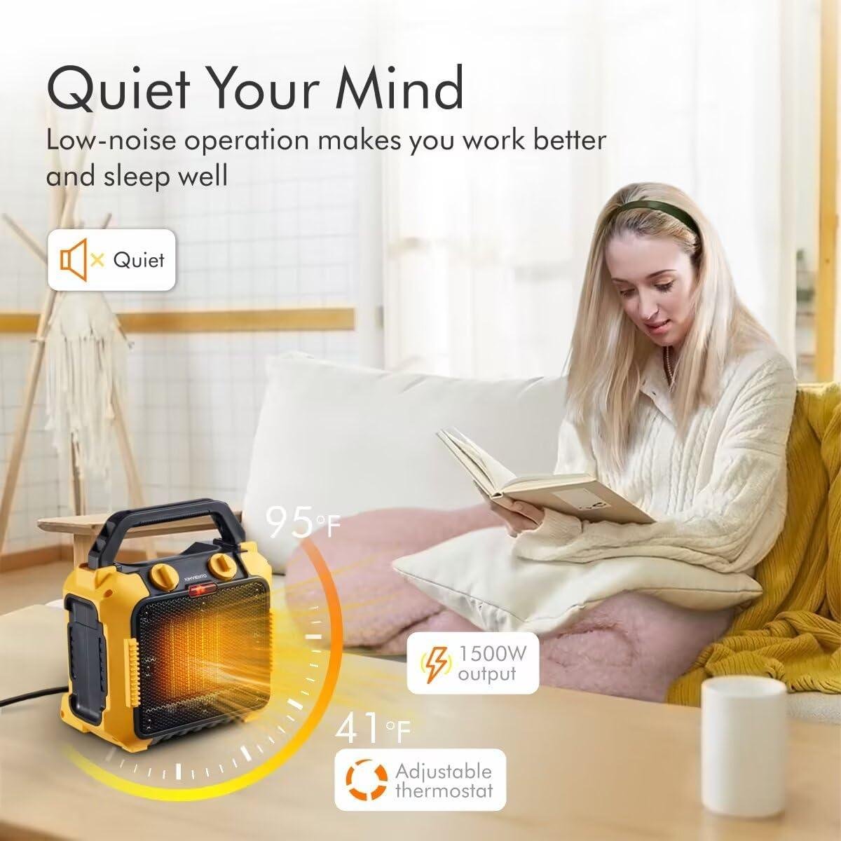 Stay Cozy Together: Our Portable Space Heater with Safety Features!