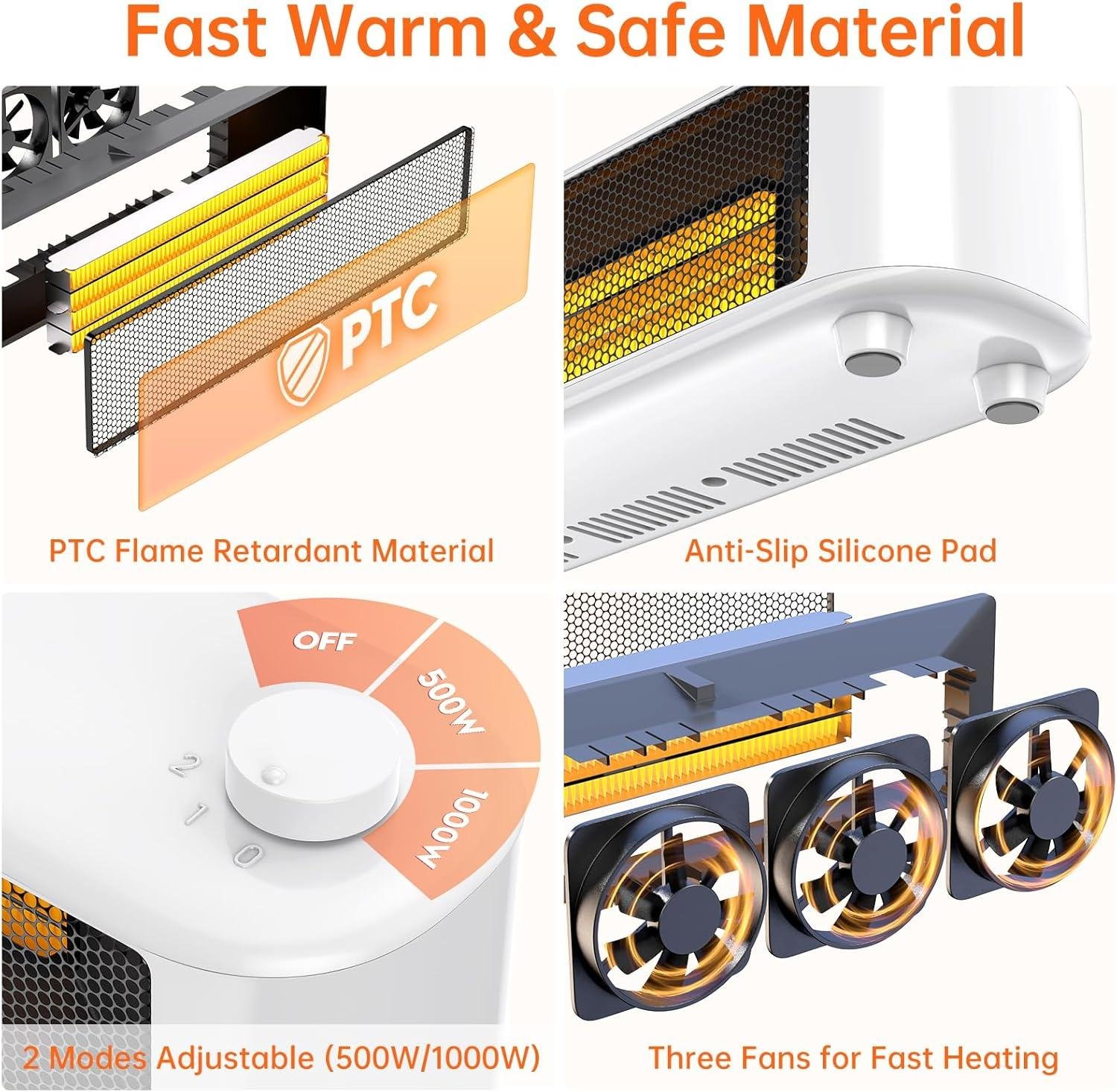 Stay Cozy Together: Our DTZY 1000W Space Heater for Warmth & Safety!