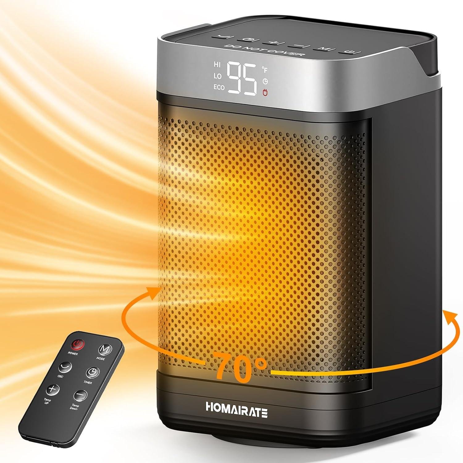 Stay Cozy Anywhere: Our Portable Space Heater with Remote & 12H Timer!