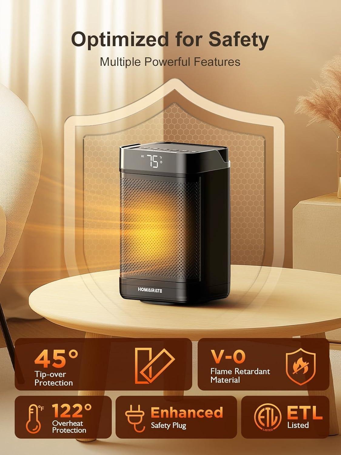 Stay Cozy Anywhere: our Portable Space Heater with Remote & 12H Timer!