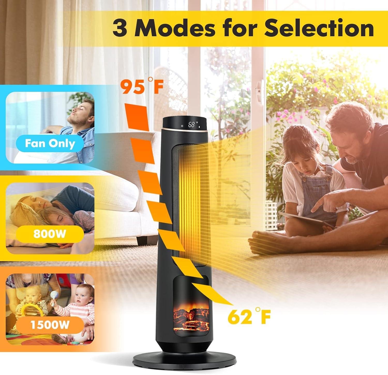 Stay Cozy with Our Tangkula 1500W Space Heater: Fast Heat & 3D Flame!