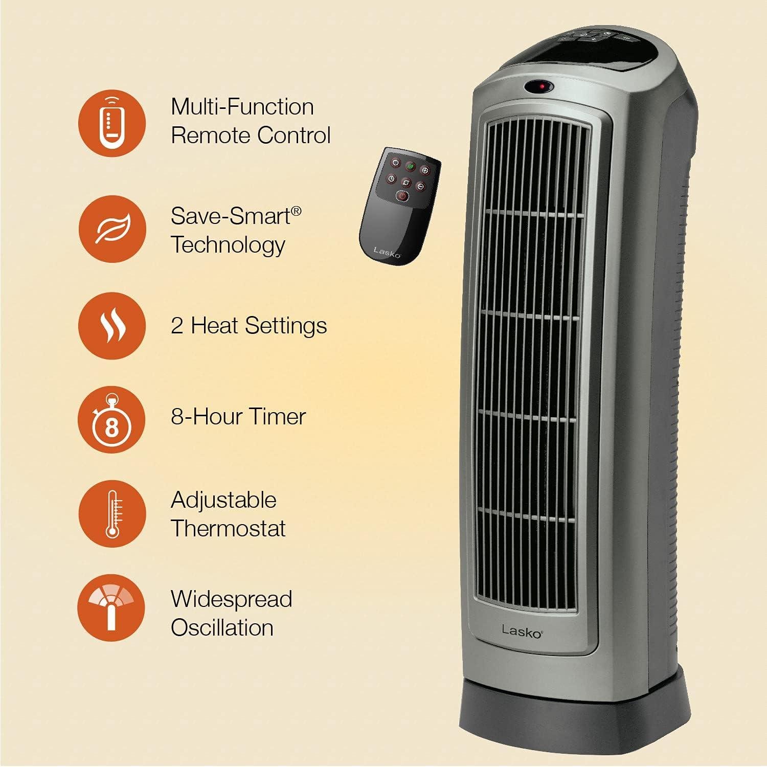 Stay Cozy Together: Our Lasko Ceramic Heater with Remote & Timer!