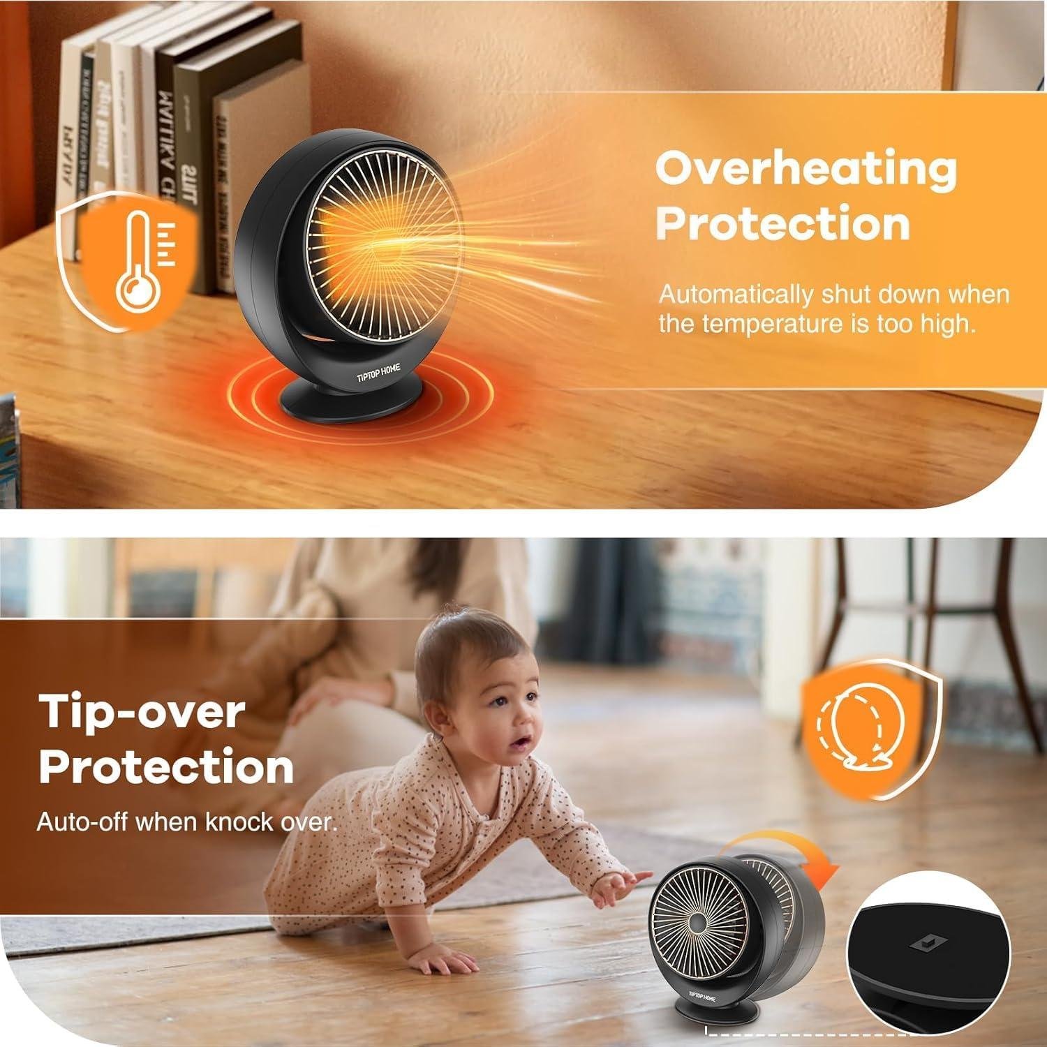 Stay Cozy With Our 800W Space Heater: Fast, Safe, Portable Warmth!