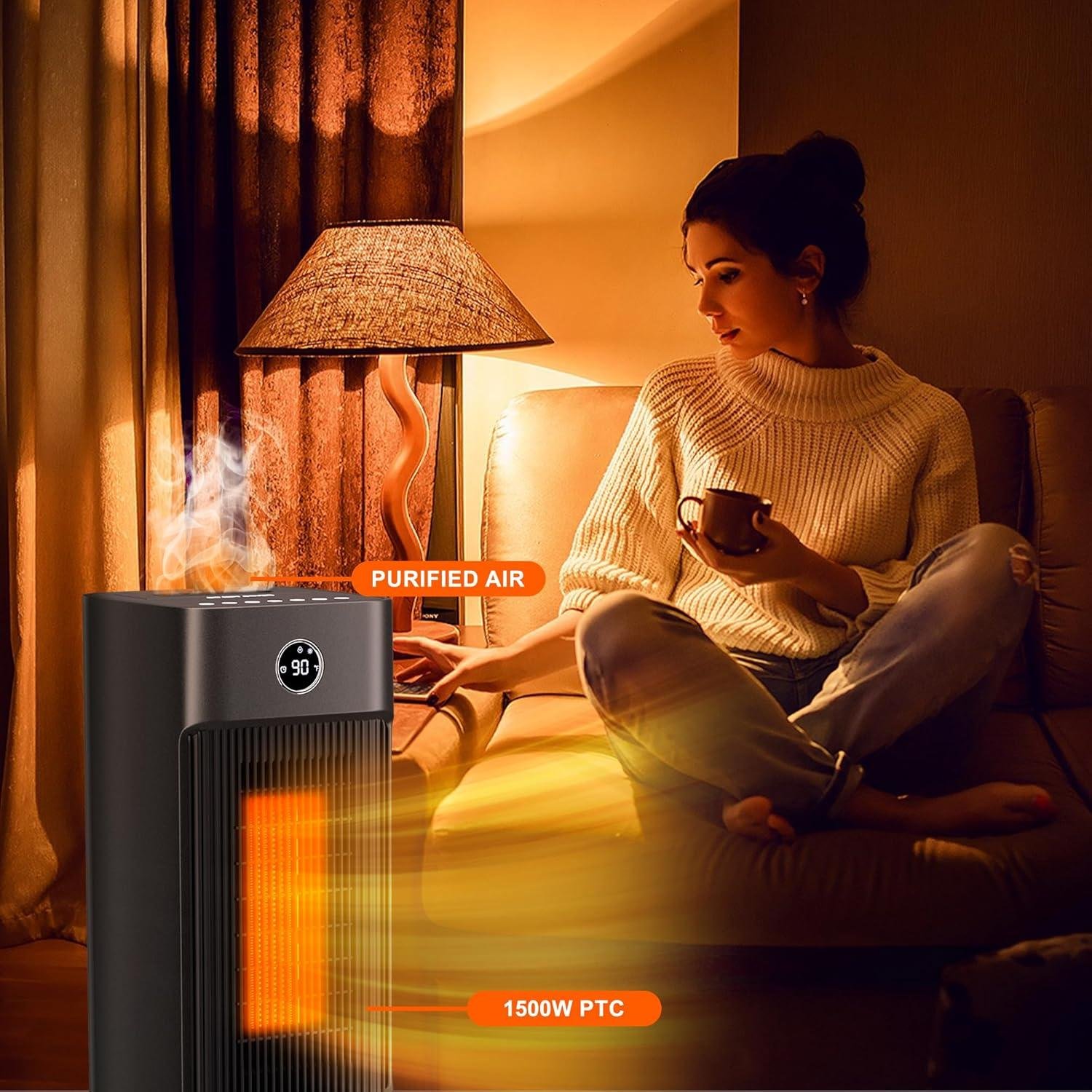 Stay Cozy & Comfortable: Our 1500W Space Heater with Humidifier!