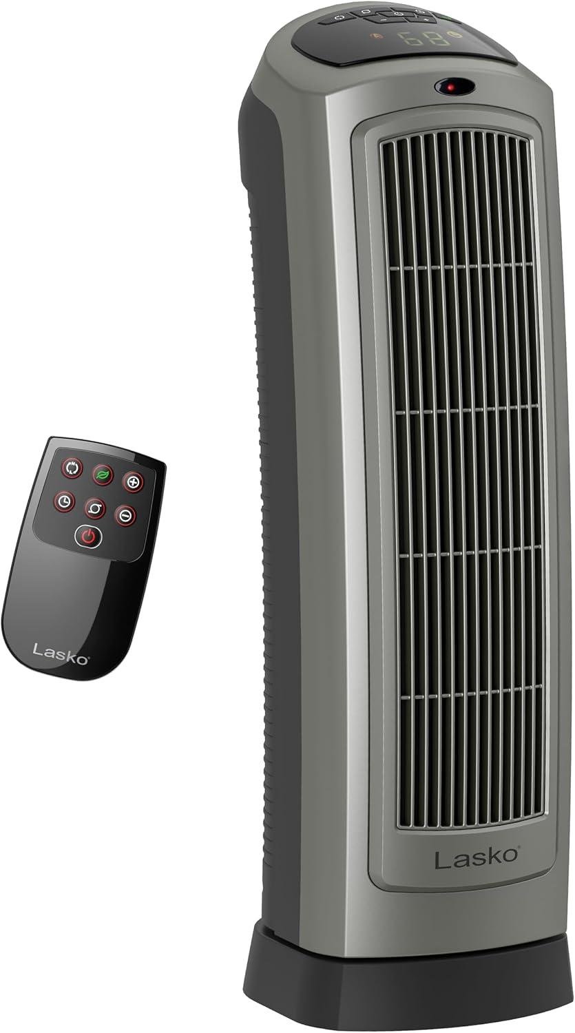 Stay Cozy Together: Our Lasko Ceramic Heater with Remote & Timer!