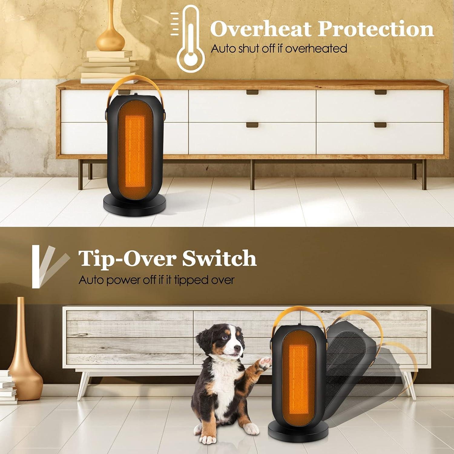 Stay Cozy with Our 1500W Oscillating Space Heater for Small Rooms!