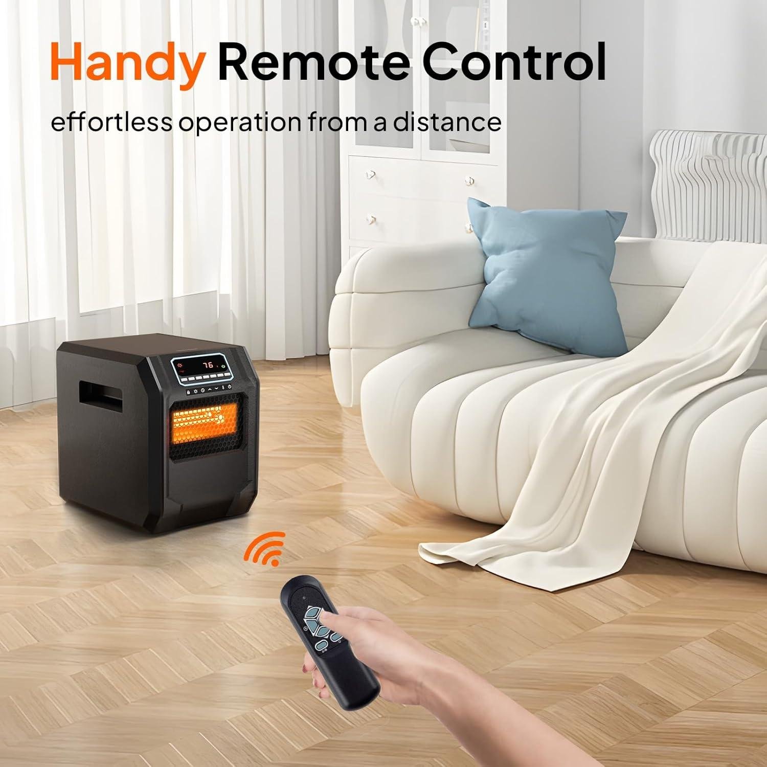 Stay Cozy with ROVSUN's Smart Infrared Space Heater: Remote, Timer & Safety Features!