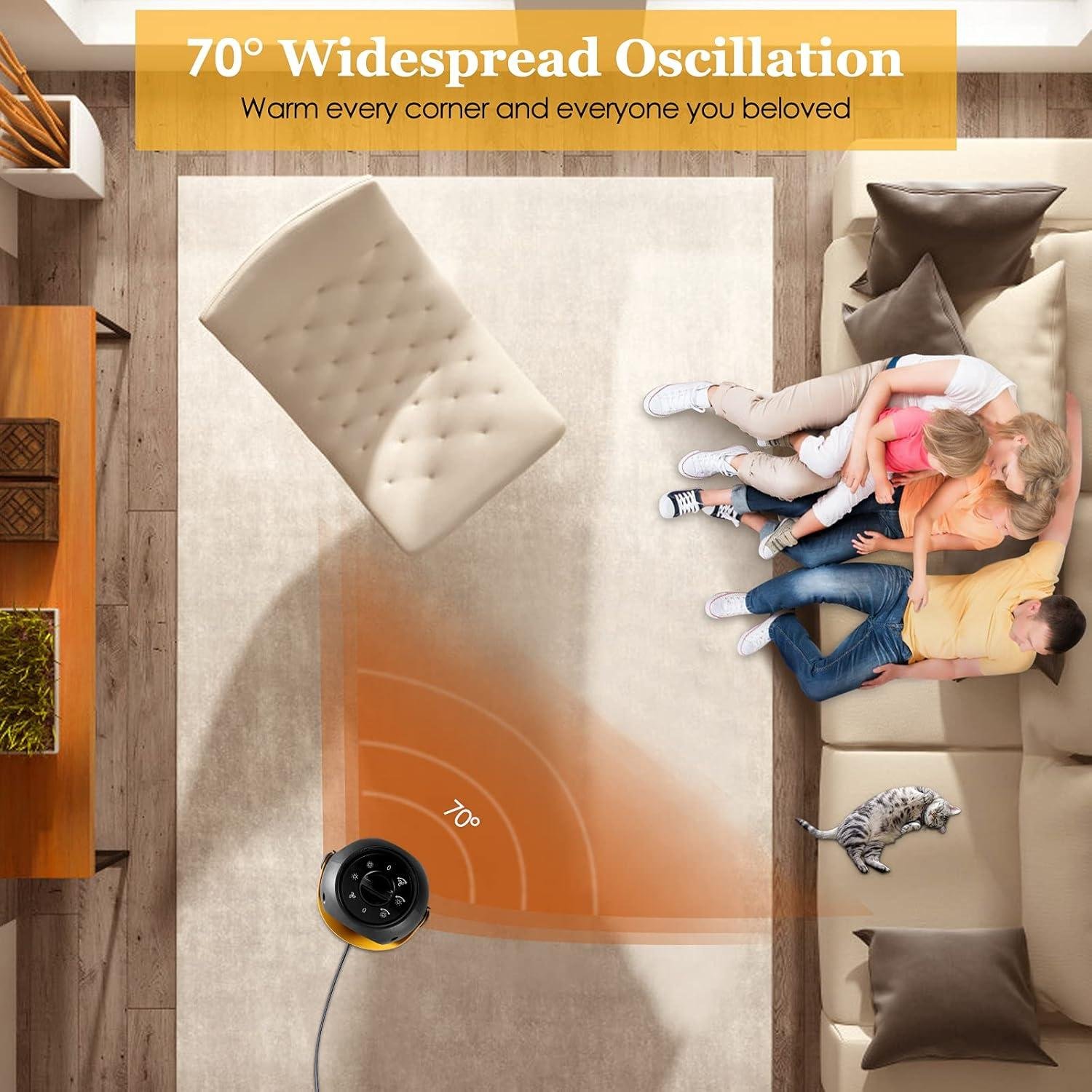 Stay Cozy with Our 1500W Oscillating Space Heater for Small Rooms!