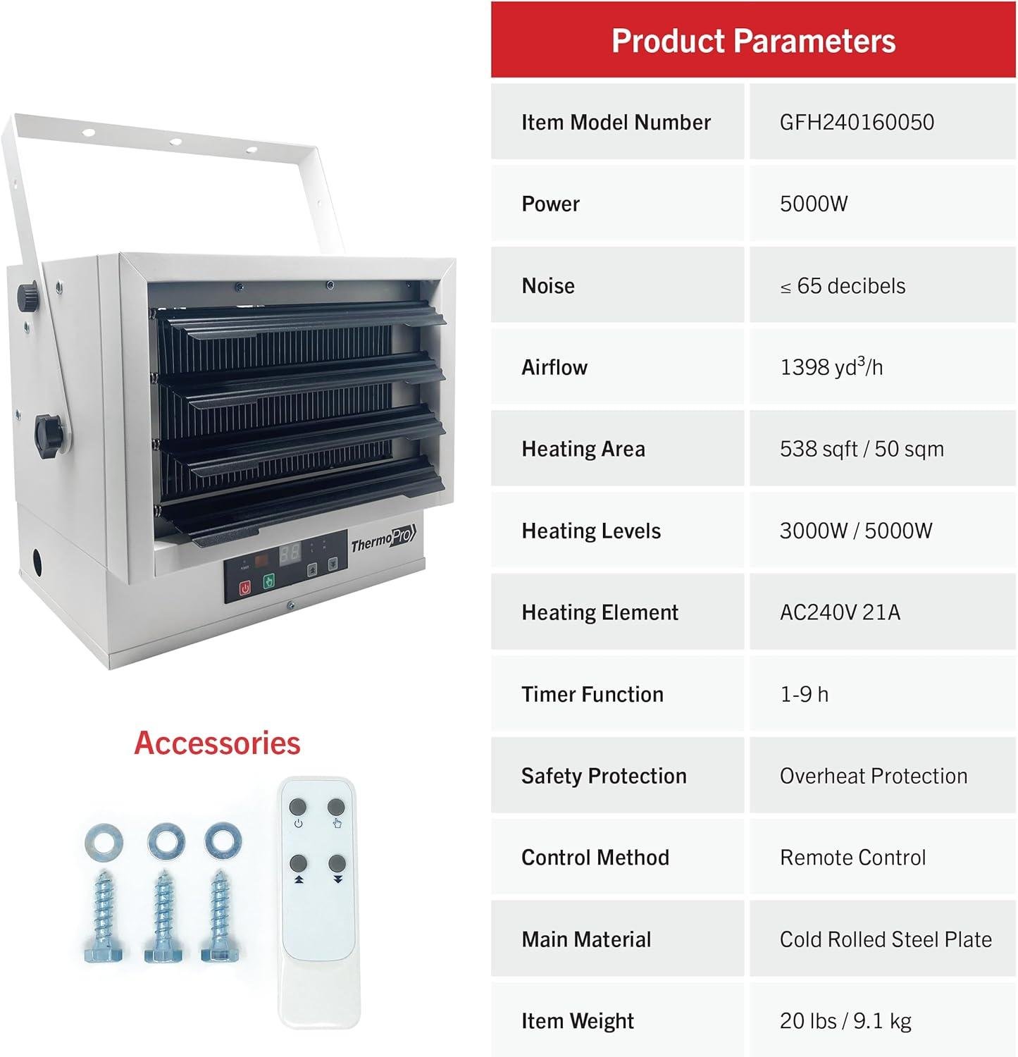 Stay Cozy with Our Powerful 5,000W Thermopro ceiling Heater!