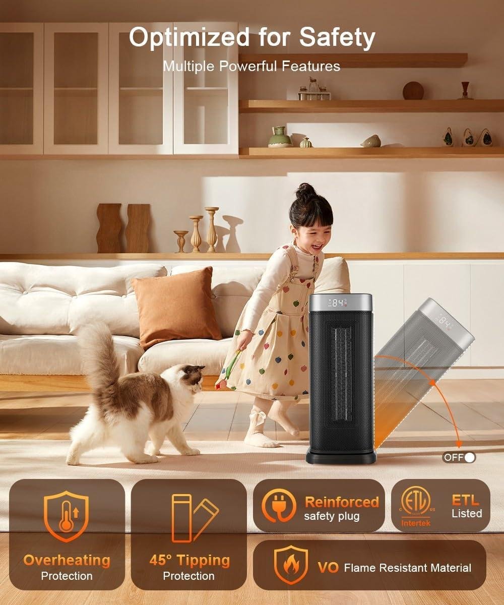 Stay Cozy with Our Sunnote 1500W Space Heater: Fast, Safe & Remote-Controlled!