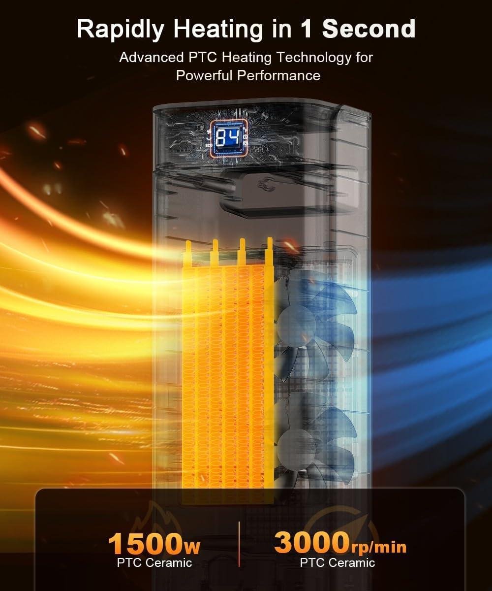 Stay Cozy with Our Sunnote 1500W Space Heater: Fast, Safe & Remote-Controlled!