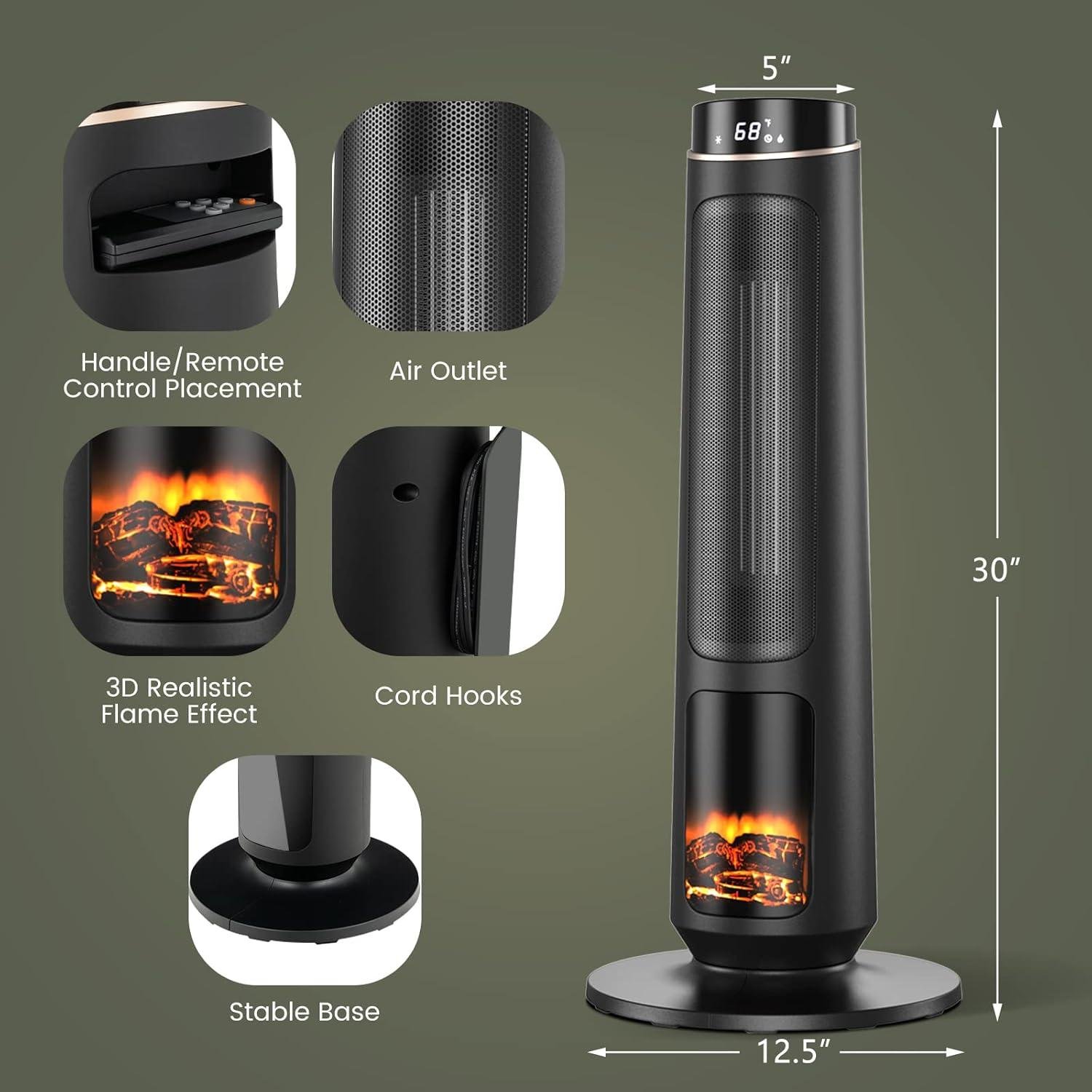 Stay cozy Together: Our 1500W COSTWAY Heater with Remote & 3D Flame!