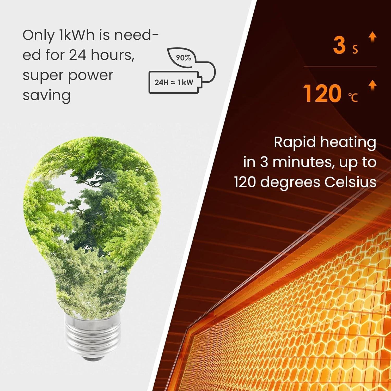 Stay Cozy with Our 800W Infrared Space Heater: Smart, Silent & Stylish!