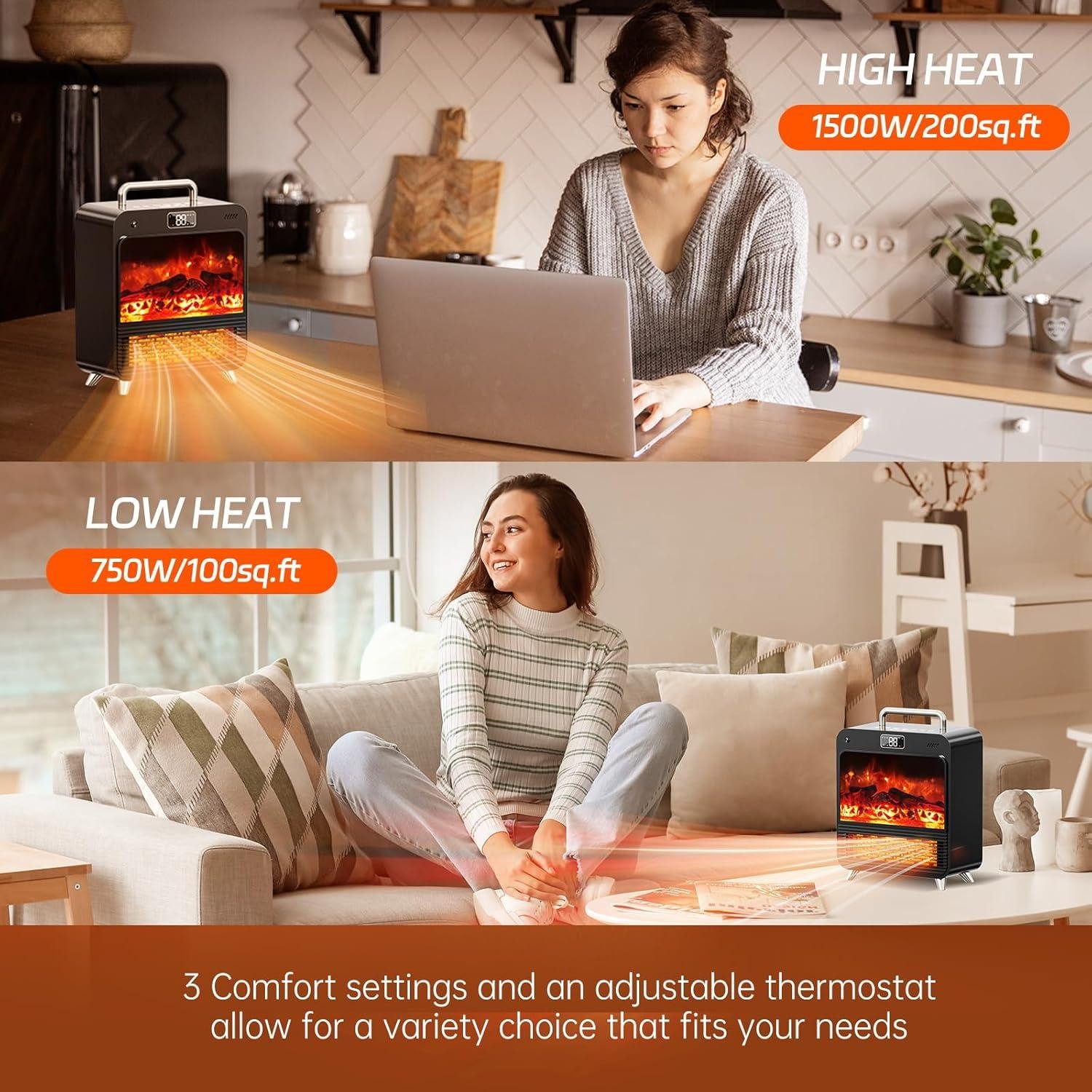 Cozy Up with Our 3-in-1 electric Fireplace heater: Warmth, Style & Convenience!