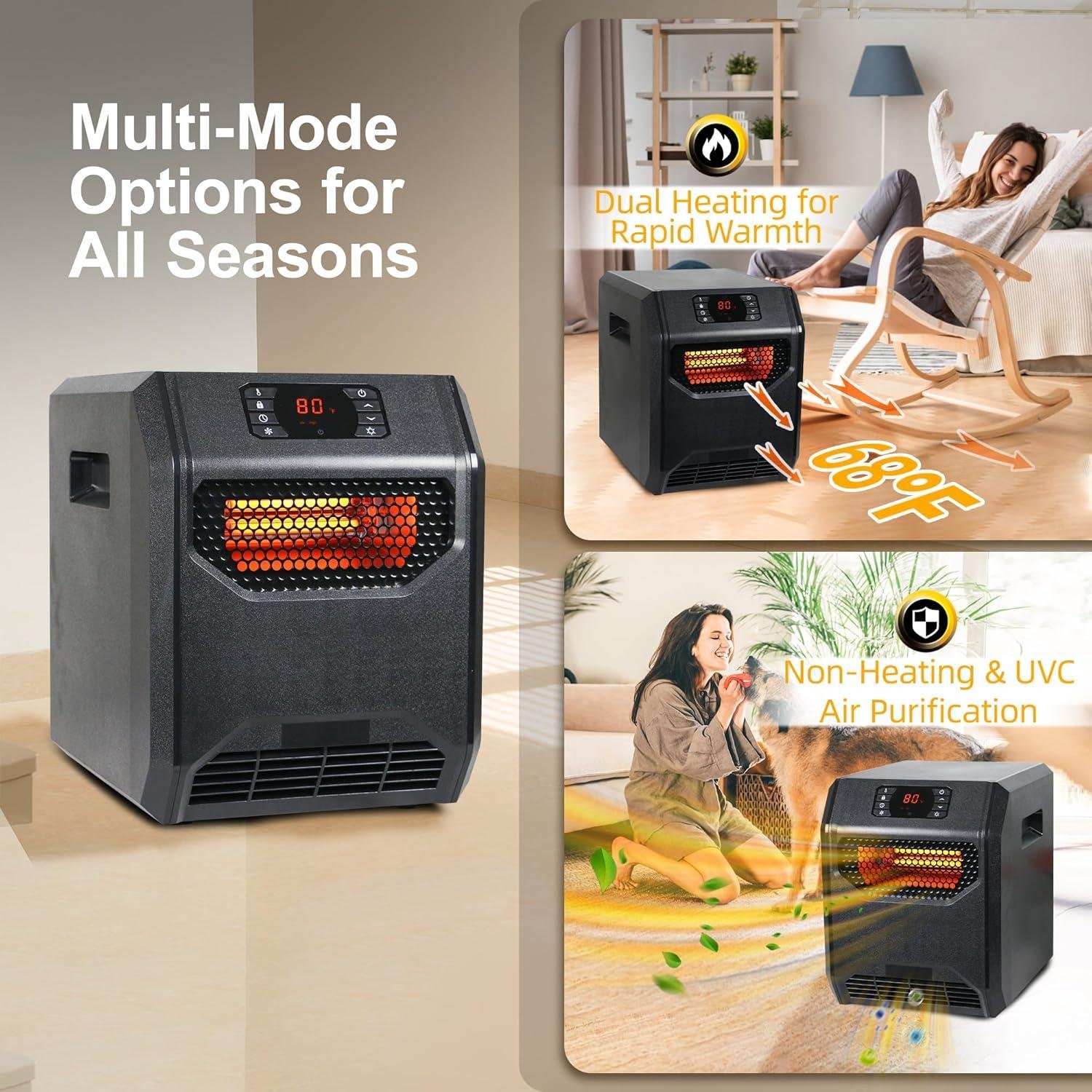 Stay Cozy with our 1500W Infrared Space Heater & Air purifier!