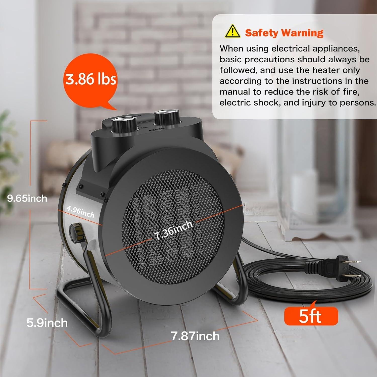 Stay Cozy with Our 1500W Portable Space Heater: Fast, Adjustable, and Perfect for Any Room!