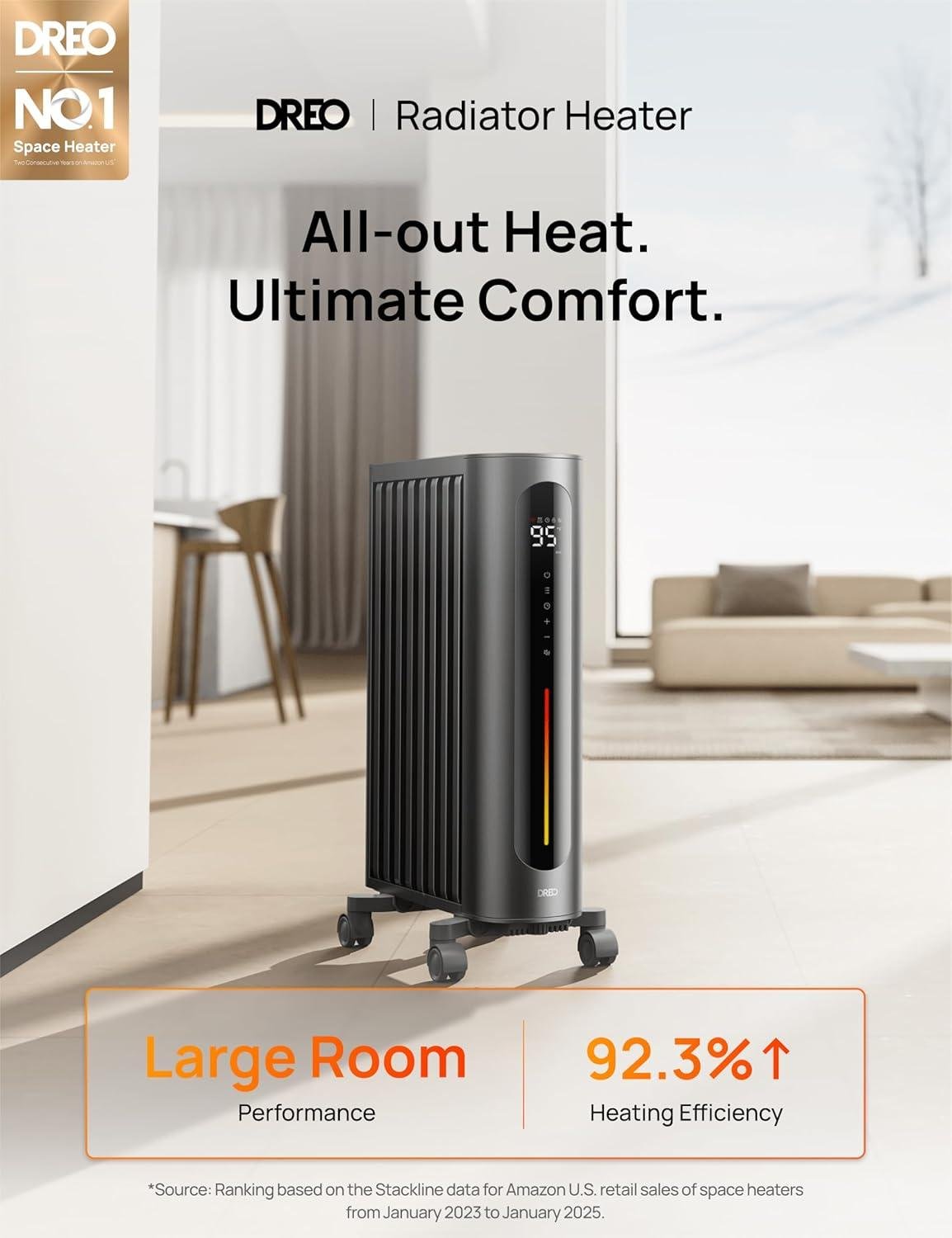 Stay Cozy with Our DREO Oil Filled Radiator Heater: Remote, Timer & 10 Safety Features!