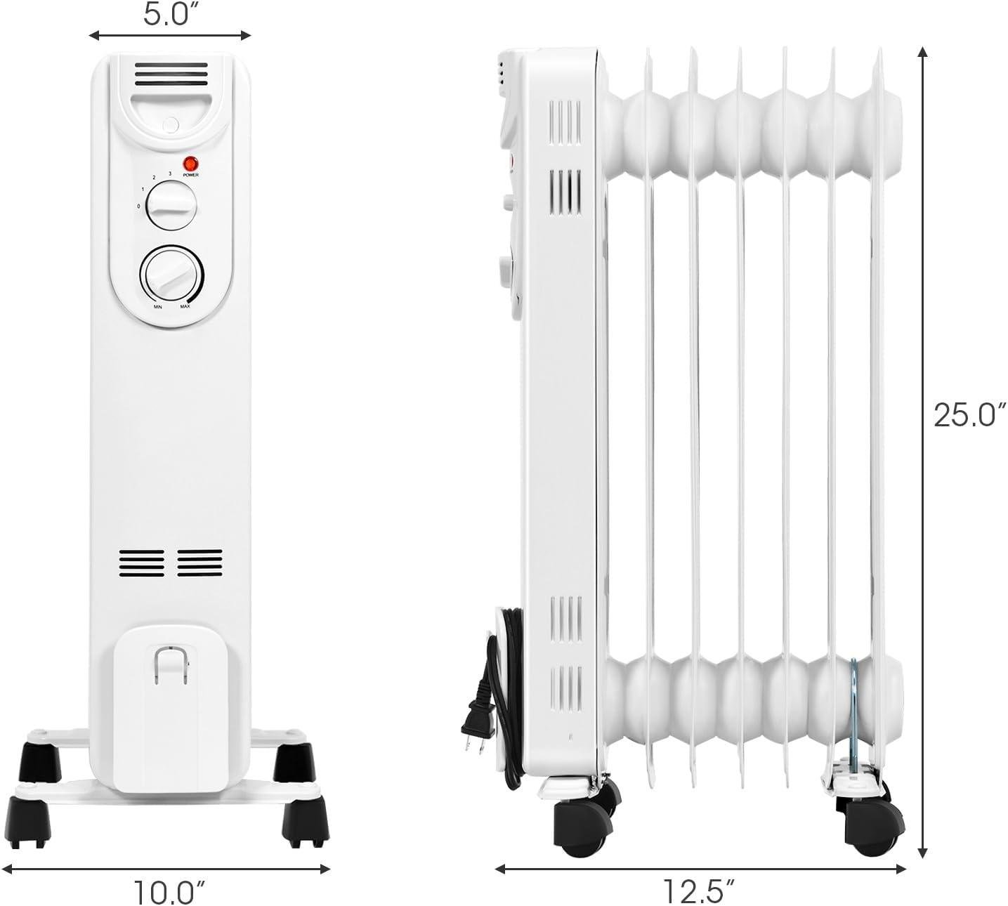 Stay Cozy with Our Portable 1500W Oil Heater: Safe & Energy-saving!