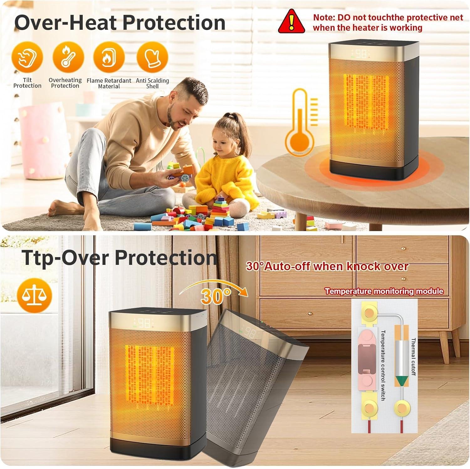 Stay Cozy Together: Our AIDENOEY Space Heater Delivers Safe, Quiet Warmth!