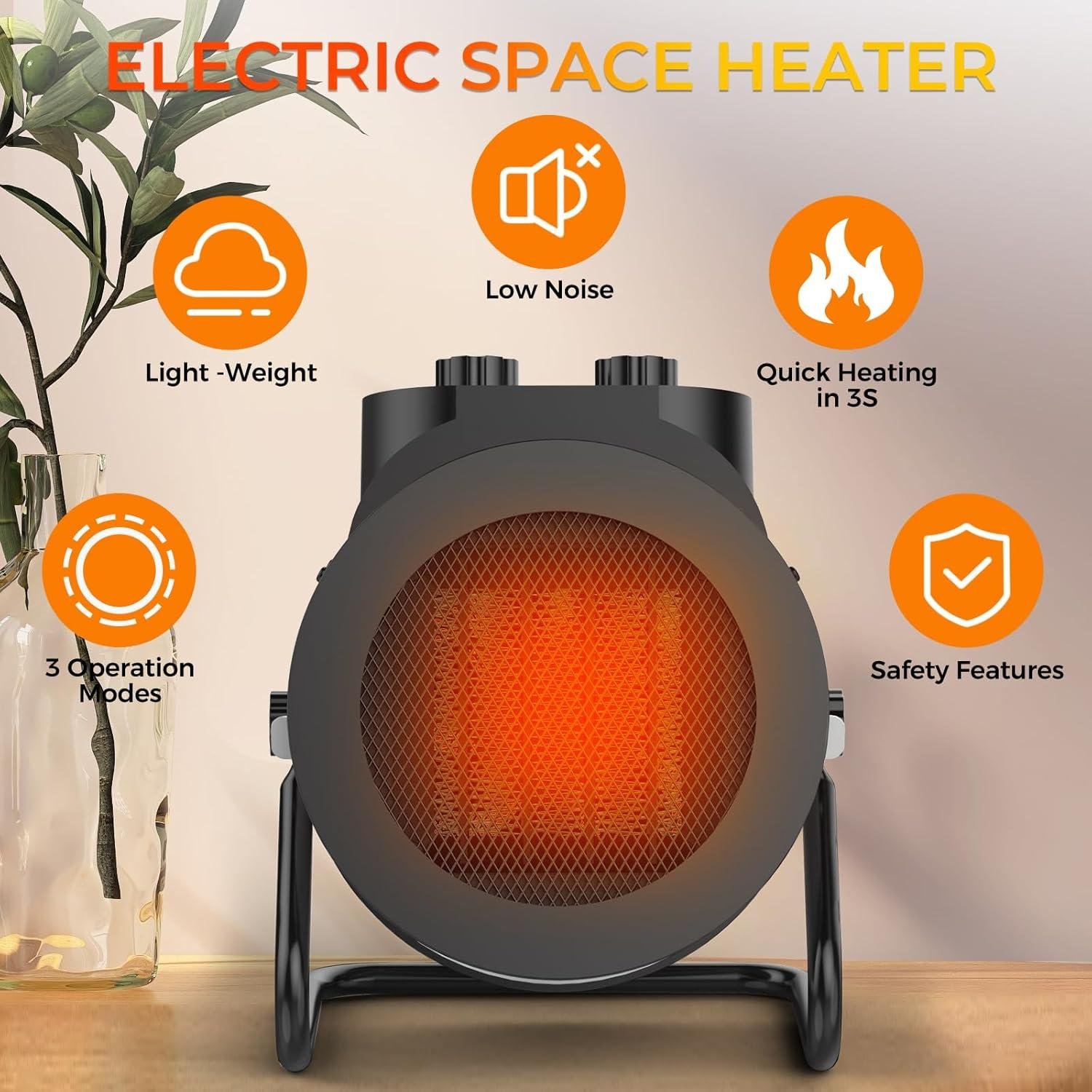 Stay Cozy with Our 1500W Portable space Heater: Fast, Adjustable, and Perfect for Any Room!
