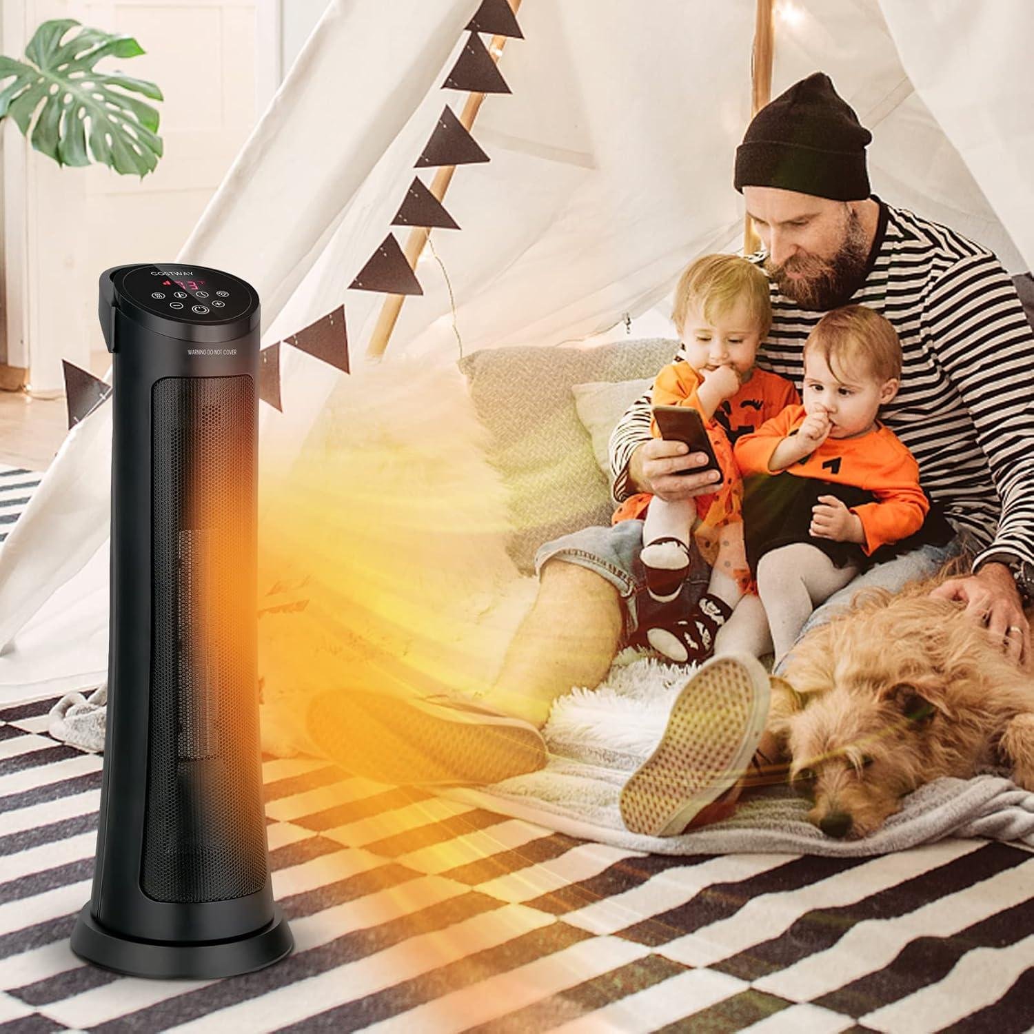 Stay Cozy with Our 1500W COSTWAY Space Heater: Safe, Quiet & Efficient!