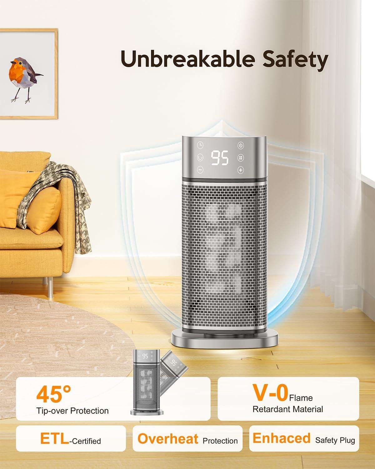 Stay Cozy Together: Our 1500W Space heater with Remote Control!