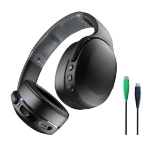 Skullcandy Crusher Evo Over-Ear Wireless Headphones with Sensory Bass with Charging Cable, 40 Hr Battery, Microphone, Works with iPhone Android and Bluetooth Devices - Black