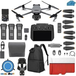 DJI Mavic 3 Pro CINE with Fly More Combo DJI RC PRO, Flagship Triple-Camera Drone with 4/3 CMOS Hasselblad Camera, with 3 Batteries, Charging Hub, 128 GB Micro SD Card Landing Pad, Waterproof Backpack and More