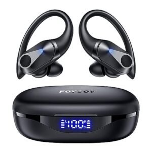 FOYCOY Wireless Earbuds Bluetooth Headphones 90Hrs Playtime Ear Buds IPX7 Waterproof Sports Earphones Wireless Charging Case Over-ear Earhooks Headest