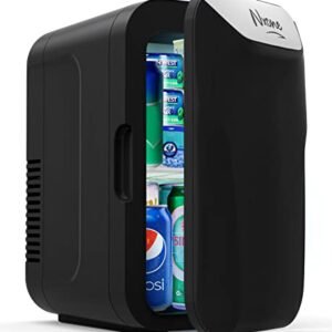 NXONE Mini Fridge,8 Can/6 Liter Small Refrigerator,110VAC/ 12V DC Portable Thermoelectric Cooler and Warmer Freezer Skincare Desk Little Tiny fridge for Cosmetics,Foods, Bedroom,Dorm,Office,and Car