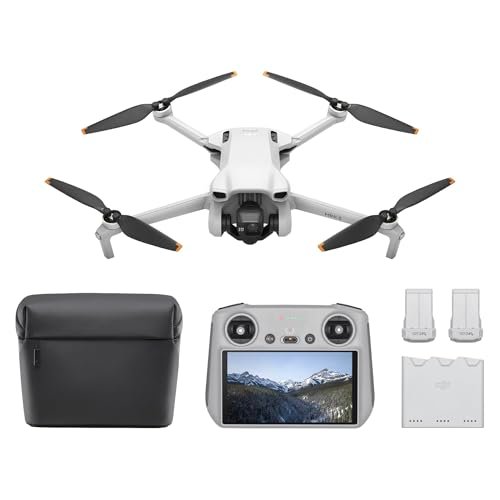 DJI Mini 3 Fly More Combo (DJI RC), Lightweight 3x Mechanical Gimbal Mini Camera Drone with 4K HDR Video, 3 Batteries for 114-min Flight Time, Vertical Shooting, 32800ft (10km) Video Transmission