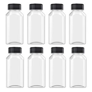 XYSMZM 8 Pcs 8 Oz Juice Bottles Plastic Mini Fridge Bottles, Leak Proof, Beverage Containers for Juice, Smoothie, Milk, Black Lid