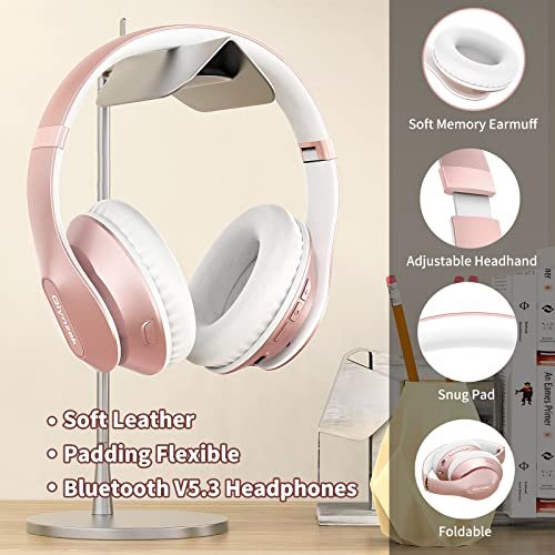 Rose Gold Glynzak Bluetooth Headphones: 65H HiFi with 6EQ Modes - Image 3