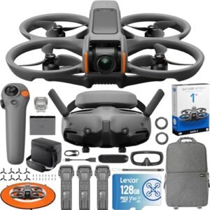 DJI Avata 2 FPV Drone Fly More Combo (3 Batteries) with Camera 4K Including Goggles 3 and RC Motion 3, Built-in Propeller Guard, POV Content Bundle with 1 Year DJI Care Refresh Plan & Accessories