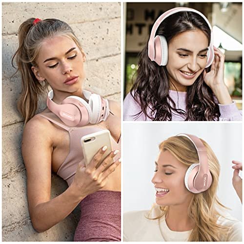 Rose Gold Glynzak Bluetooth Headphones: 65H HiFi with 6EQ Modes - Image 6