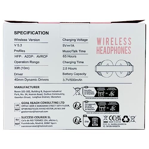 Rose Gold Glynzak Bluetooth Headphones: 65H HiFi with 6EQ Modes - Image 10