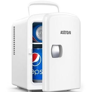 AstroAI Mini Fridge, 4 Liter/6 Can AC/DC Portable Thermoelectric Cooler Refrigerators for Skincare, Beverage, Home, Office and Car, ETL Listed (White