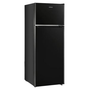Upstreman 7.7 Cu.Ft. Refrigerator with Freezer, Double Door Refrigerator, Adjustable Thermostat, Large Capacity, Reversible Door Swing, Refrigerator for Apartment, Office, Dorm, Black(BD75)