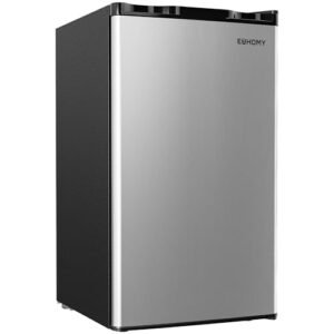 EUHOMY 3.2 Cu.Ft Mini Fridge with Freezer, Single Door Compact Refrigerator, Energy Saving, Mini Refrigerator Adjustable Thermostat, Mini fridge for Bedroom, Dorm, Office, Silver