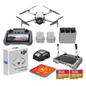 DJI Mini 4 Pro Drone Fly More Combo Plus Bundle with Claw Lanyard Mounting System, 2-Year Care Refresh Plan, Landing Pad, Anti-Collision Light, 2x 128GB microSD Card