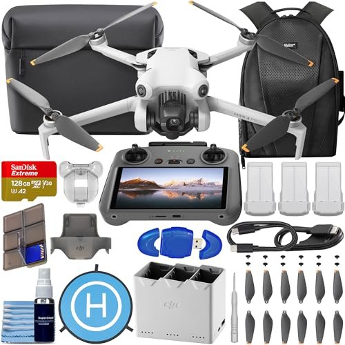 DJI Mini 4 Pro Fly More Combo Plus with DJI RC 2 (Screen Remote), CP.MA.00000740.01 Folding Mini-Drone with 4K HDR Under 249g, 45 Mins Flight Time, Vision Sensing + 128GB Memory, Landing Pad + More