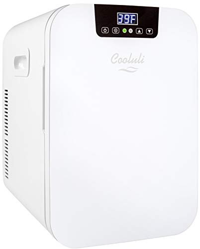 Cooluli 20 Liter Mini Fridge with Temperature Control - White Thermoelectric Cooler and Warmer for Bedroom, Office, Car, Dorm