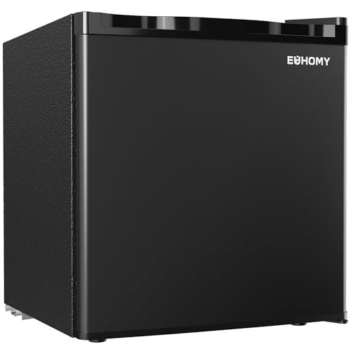 EUHOMY 1.7 Cu.Ft Mini Fridge with Freezer, Reversible Single Door Compact Refrigerator, Adjustable Thermostat, Energy Saving, Mini Fridge for Bedroom, Office, Dorm, Black