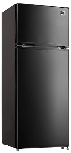 RCA RFR741-BLACK Apartment Size-Top Freezer-2 Door Fridge-Adjustable Thermostat Control-Black-7.5 Cubic Feet