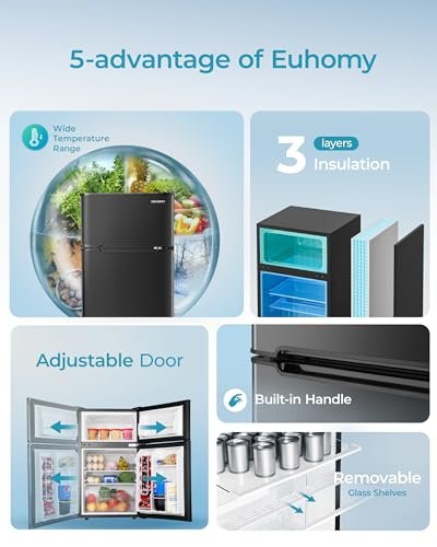 EUHOMY Mini Fridge Review: Compact Cooling Solution for Dorms and Offices with Freezer - Black - Image 5