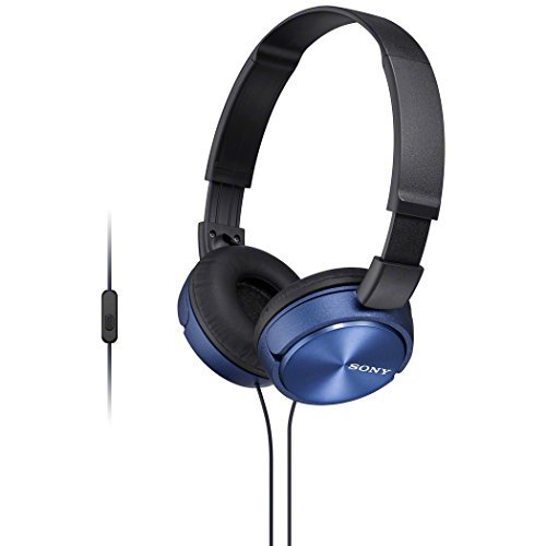 Sony MDR-ZX310AP ZX Series Wired On Ear Headphones with mic, Blue, 1 x 1 x 1 inche