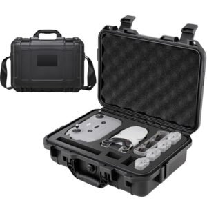 PONYRC Professional Mini 4K Hard Case, IP67 Waterproof Carrying Case Travel Shoulder Bag Compatible with DJI Mini 4K/ Mini 2/ Mini 2 SE Fly More Combo Drone & Accessories
