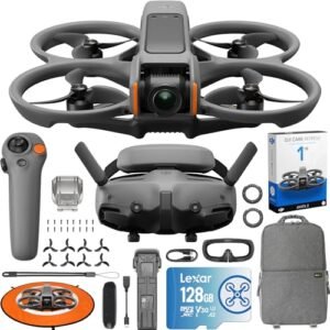 DJI Avata 2 FPV Drone Fly More Combo (1 Battery) with Camera 4K Including Goggles 3 and RC Motion 3, Built-in Propeller Guard, POV Content Bundle with 1 Year DJI Care Refresh Plan & Accessories